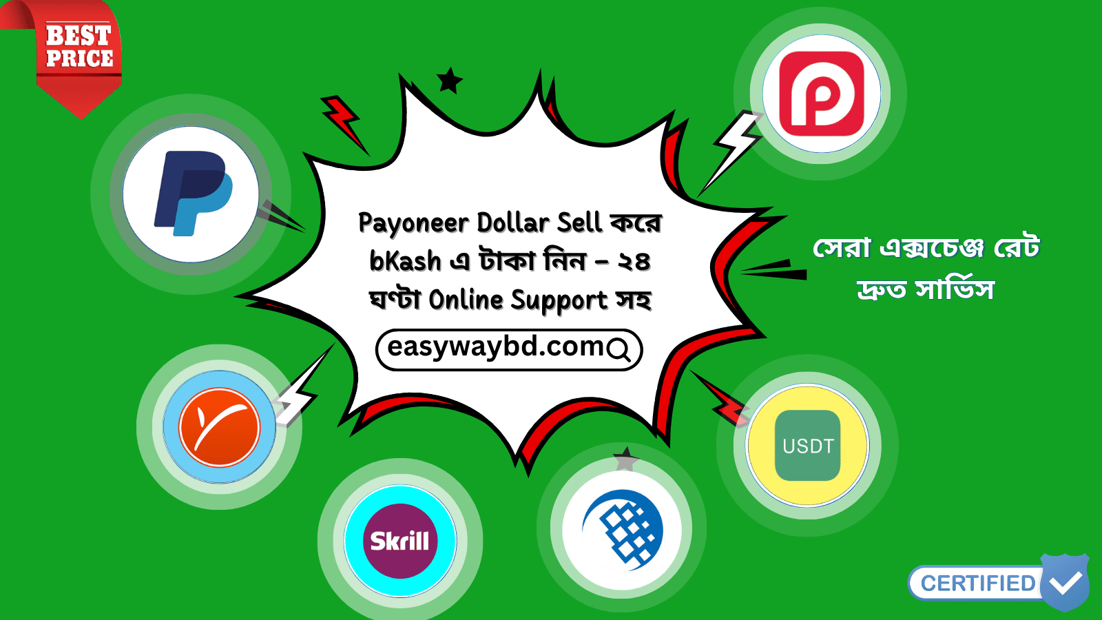 Payoneer Dollar Sell করে bKash এ টাকা নিন – Easy Way BD ২৪ ঘণ্টা Online Support সহ