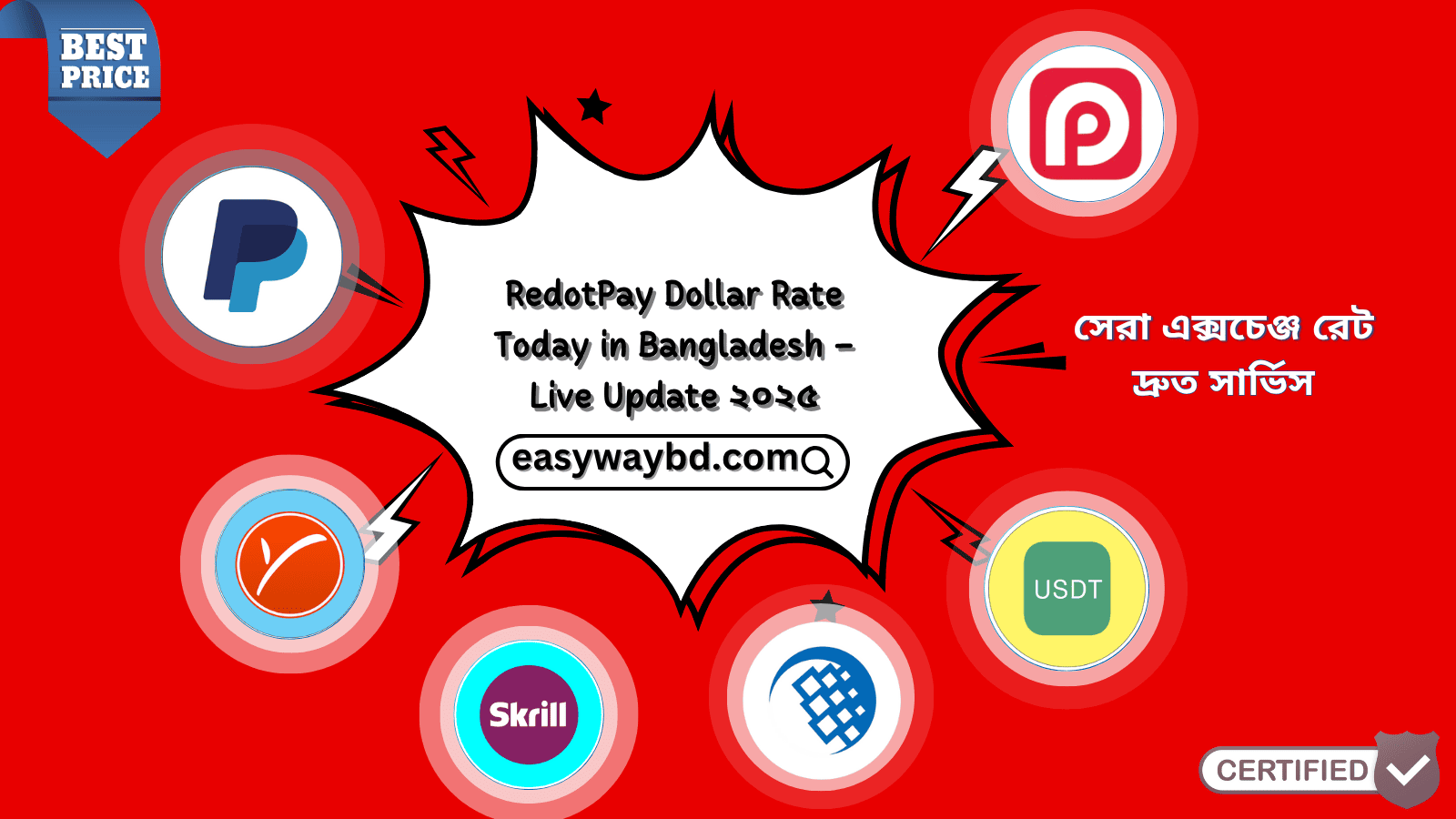 RedotPay Dollar Rate Today in Bangladesh ২০২৫ – Live Update & Trusted Exchange by Easy Way BD